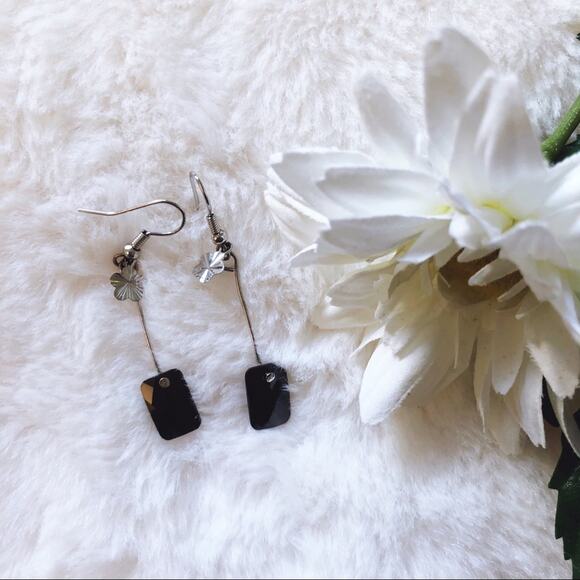 Silver Black Dazzle Earrings - Picture 5 of 10